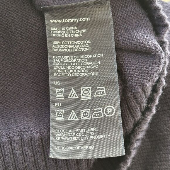 Vintage Tommy Hilfiger Women’s XS Full Zip Sweater Hood Navy/Ivory 2000’s - Picture 5 of 9